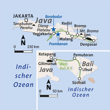 Höhepunkte Javas und Balis map