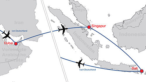 Dubai Singapur Bali Map