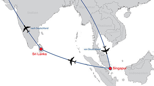 Singapur Baden SriLanka map