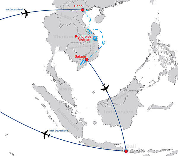 Vietnam entdecken & baden bali map